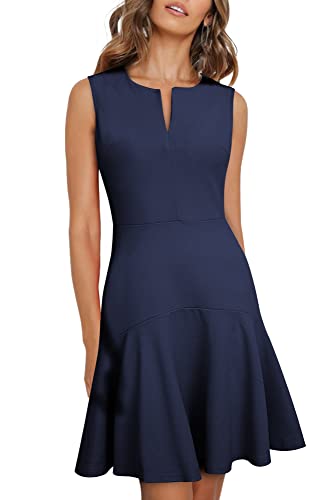 HOMEYEE Damen Elegant V-Ausschnitt Ärmellos Rockabilly Swing Sommer Freizeitkleid Mini Business Cocktailkleid A311 (M,...