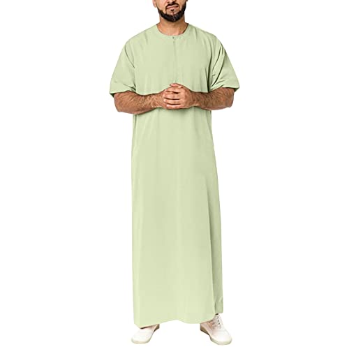 MODSGUE Abaya Herren Muslime Roben Volle Länge Robe Anzug Mode Gewandhemd Lose Reisebademantel Gestreift Thobe...