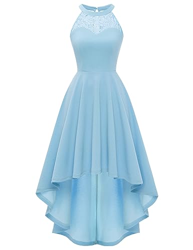 Bbonlinedress Sommerkleid Damen Neckholder High Low Kleid festliches Cocktailkleid Brautkleid Abendkleider elegant für...