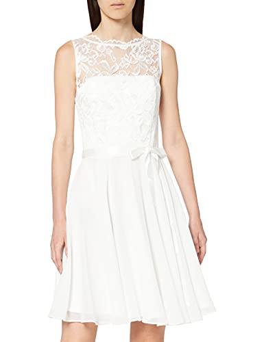 Swing Damen Cocktail Kleid mit floraler Spitze, Gr. 40, Elfenbein (elfenbein 9494)
