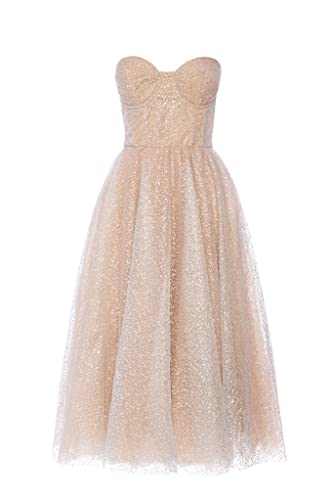 Swing Fashion Women's Glamour | Silber Midikleid Damen | Elegantes Festliches Kleid | Partykleid | Abendkleid |...
