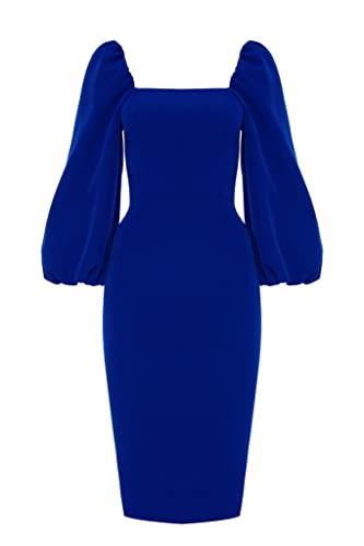 Swing Fashion Women's Giselle | Blau Bleistiftkleid | Damen Etuikleider | Festliches Abendkleid | Partykleid |...