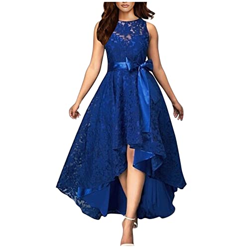 Maxikleider Damen Sommer Kleider Damen Sommer Jugendweihe Kleider Einfarbig Spitze Patchwork Unregelmäßige...