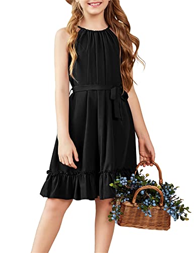 Arshiner Sommer Kleid Mädchen Ärmelloses A-Linie Einfarbig Kinderkleid Frühling Kleid Festlichkleid Einschulungskleid...