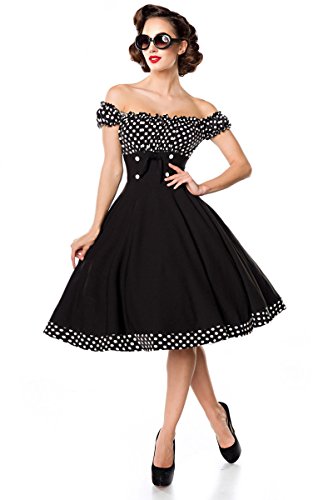 Belsira Schulterfreies Swing-Kleid Frauen Mittellanges Kleid schwarz/wei? S