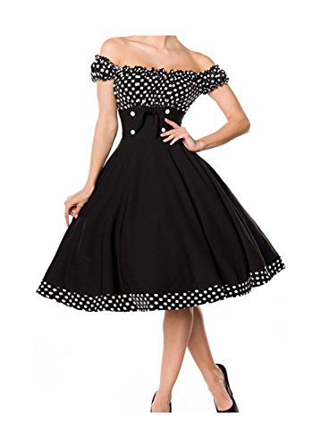 Belsira Damen schulterfreies Swing-Kleid im Retro-Style L