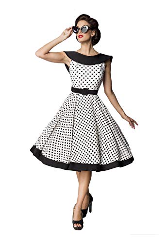 Belsira Damen Vintage-Swingkleid mit G?rtel 2XL
