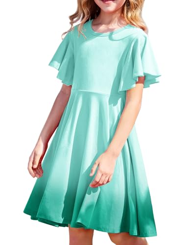 Arshiner Kleider Teenager Mädchen Kurzarm Sommerkleid Baumwolle Kinderkleider A-Line Partykleid Swing Kleid Schulanfang...