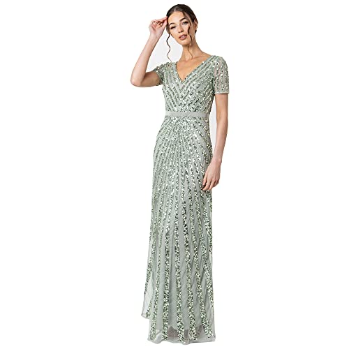 Maya Deluxe Damen Abendkleid Pailletten Maxi Elegant Für Hochzeit V-ausschnitt A-linien-schnitt Brautjungfernkleid...