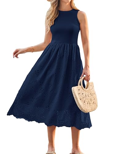 GRACE KARIN Damen Sommer Casual Kleider ärmelloses Tank Kleid Flowy Swing Sonnenkleider mit Taschen Plain...