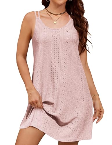 Zeagoo Damen Sommerkleider Strandkleid Leicht Luftig Kleid Ärmellos Trägerkleid A-Linie Swing Kleider Minikleid Sommer...