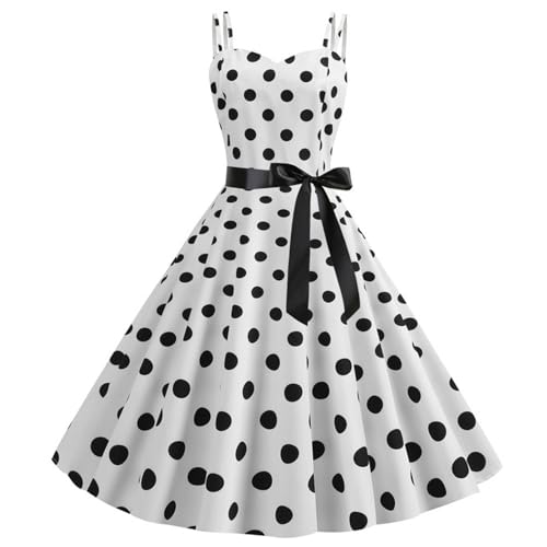 Petticoat Kleid Damen, Rockabilly Kleider Damen 50er 60er Jahre Ärmellos Polka Dots Vintage Swing Coctailkleid Hochzeit...
