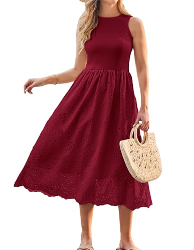 GRACE KARIN Strand-Sonnenkleider für Frauen Ärmelloses Tankkleid Sommer Casual Empire-Taille Kleid A Line Midi Kleid...
