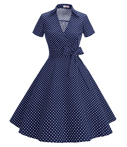 Rockabilly Kleider Damen Vintage 50er Jahre Kleider Damen Rockabilly Swing Kleider Small Navy White M