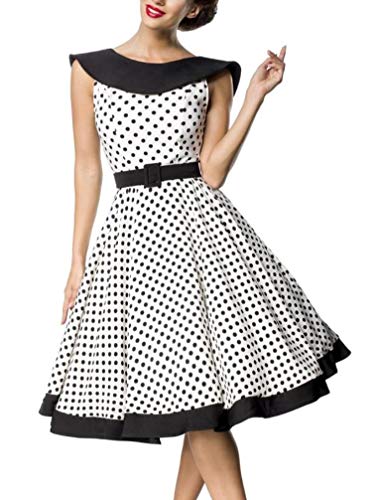 Belsira Gepunktetes ?rmelloses Vintage Swing-Kleid S